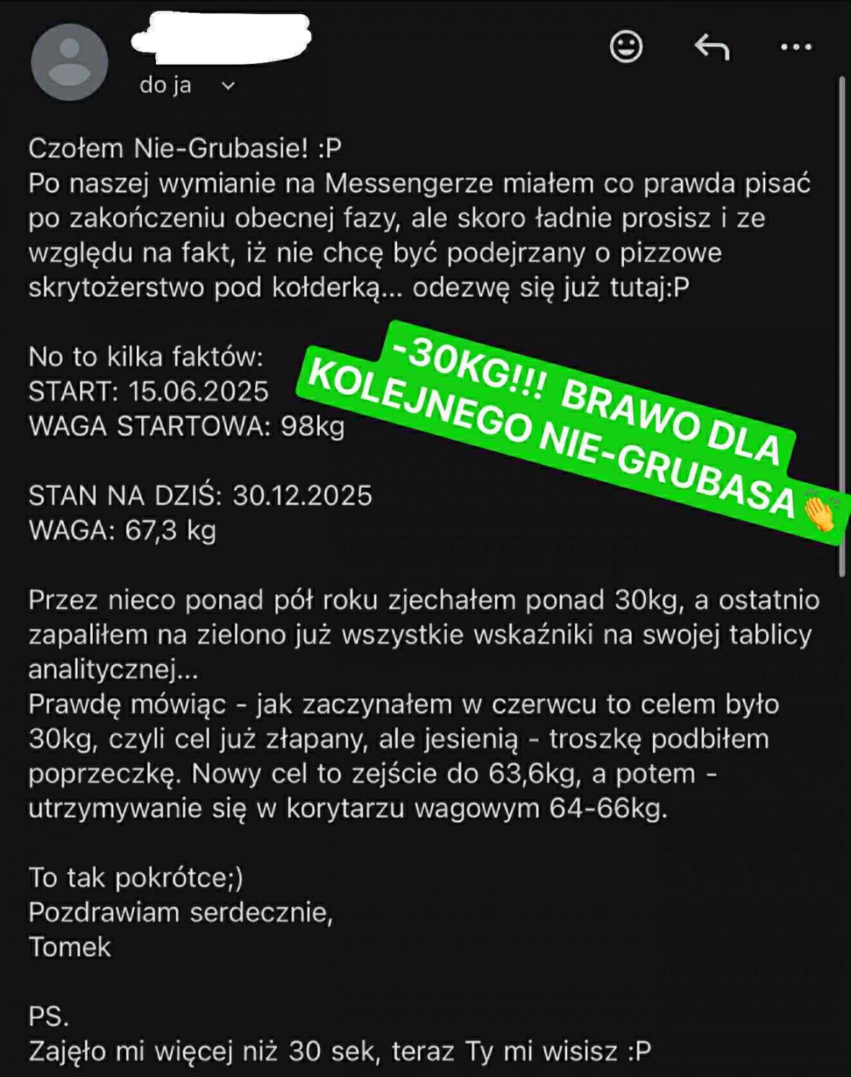 Opinia uczestnika: minus 30 kg