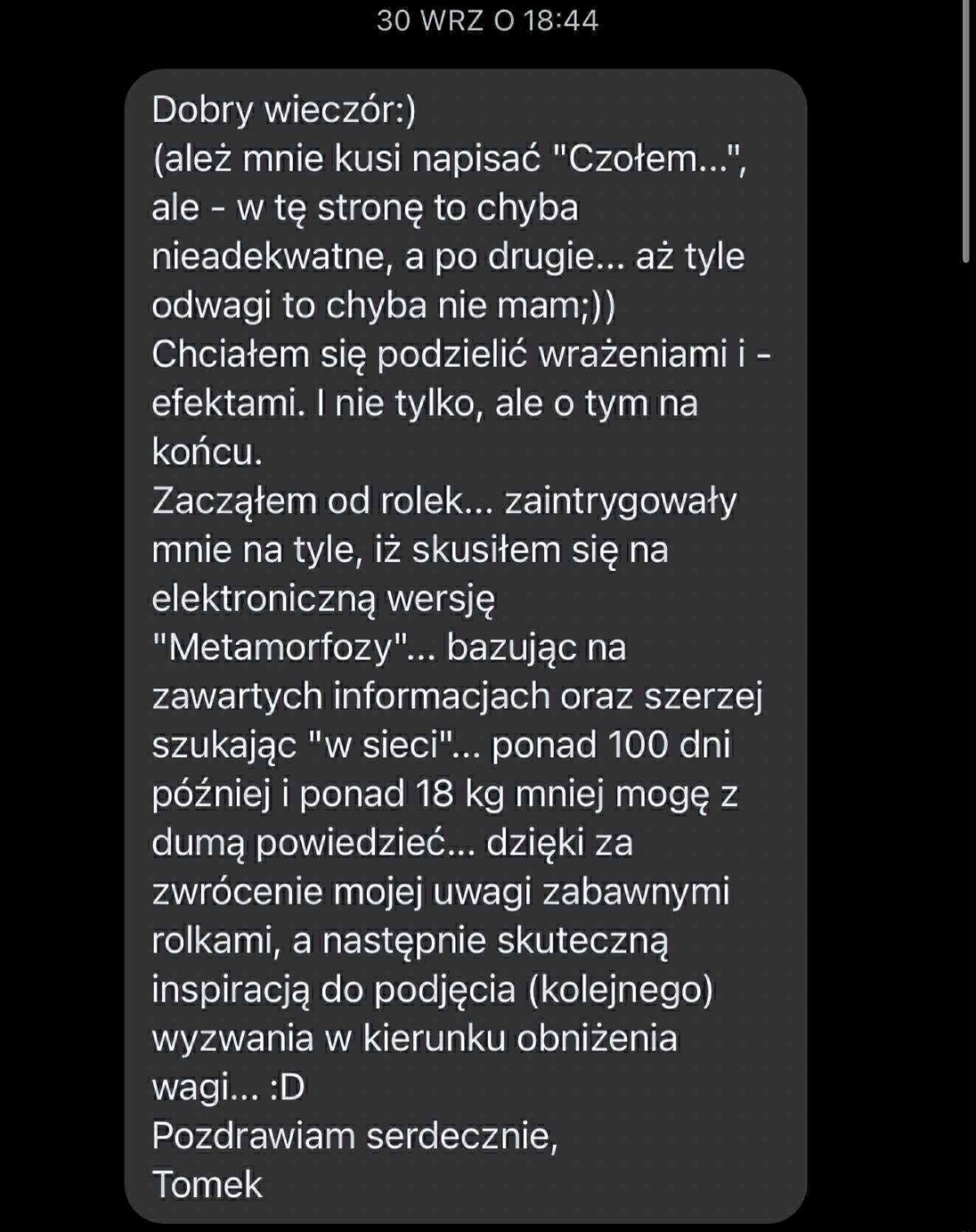 Opinia uczestnika: minus 18 kg