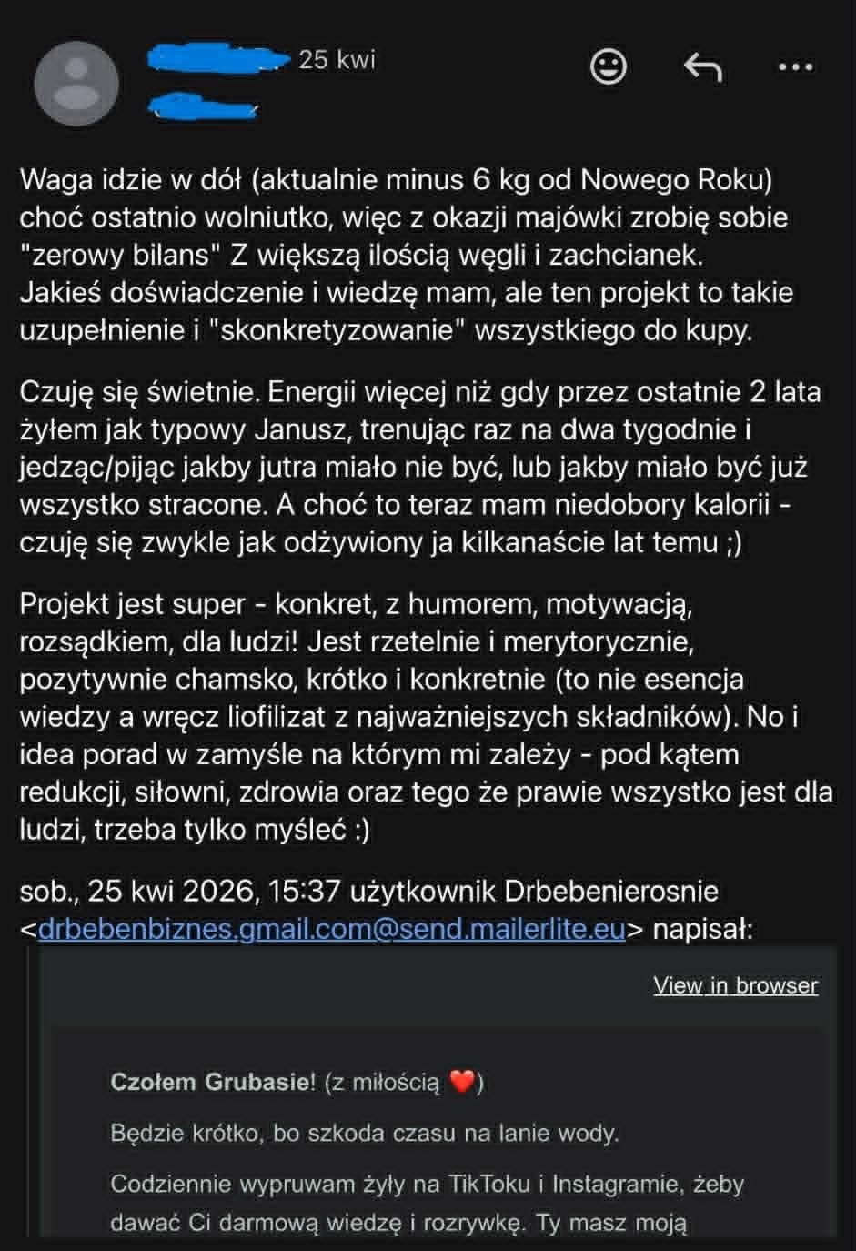 Opinia uczestnika: minus 6 kg
