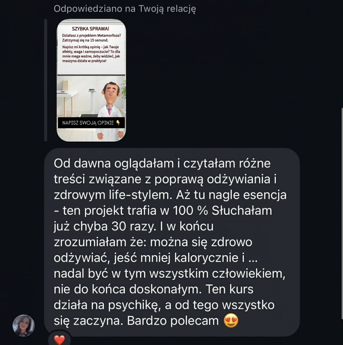 Opinia uczestniczki projektu